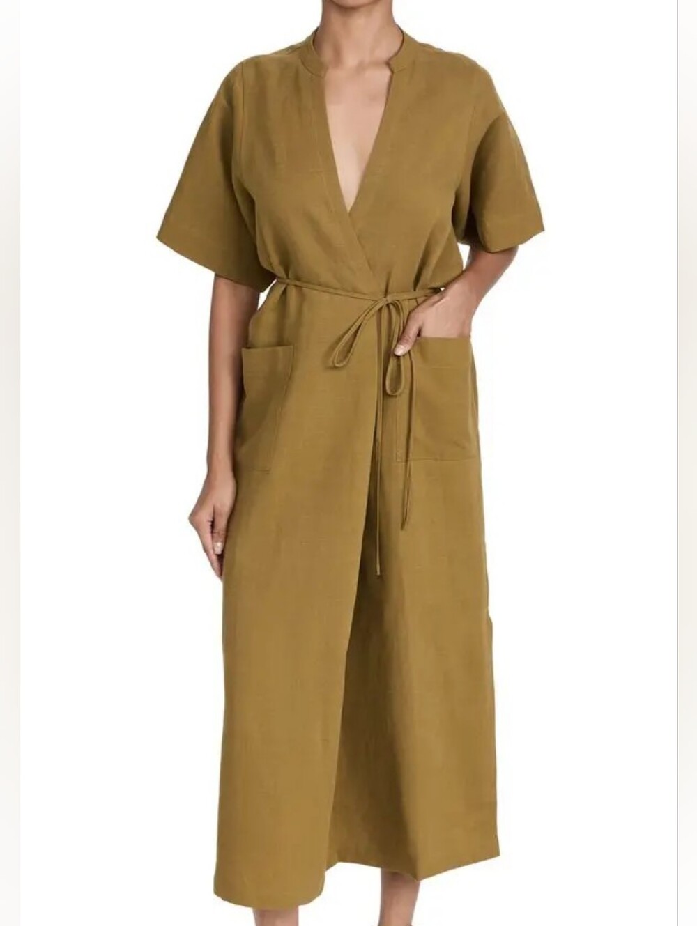 Mara Hoffman Emira Wrap Dress Olive Midi Dress XS